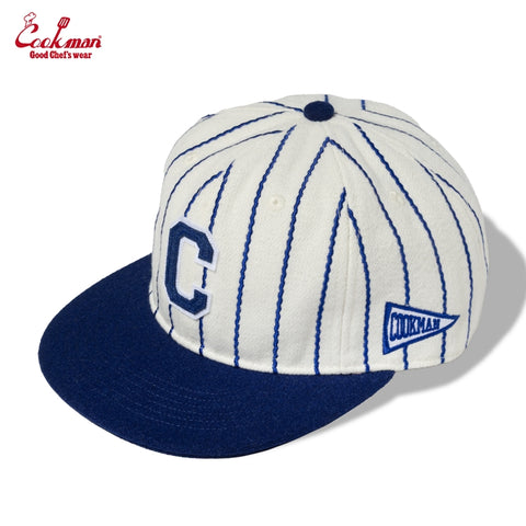 Flat Brim Snapback Cap : Stripe Navy