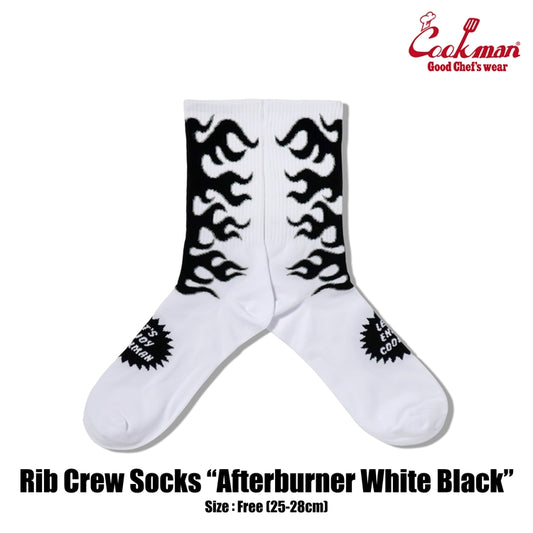 Rib Crew Socks -  Afterburner : White Black