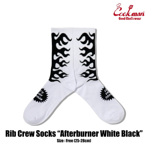 Cookman Rib Crew Socks -  Afterburner : White Black