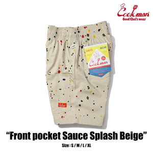 Cookman Chef Short Pants Front Pocket - Sauce Splash : Beige