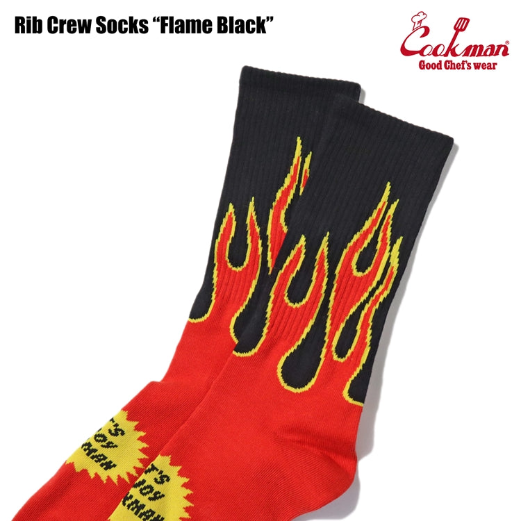 Cookman Rib Crew Socks - Flame : Black / Red