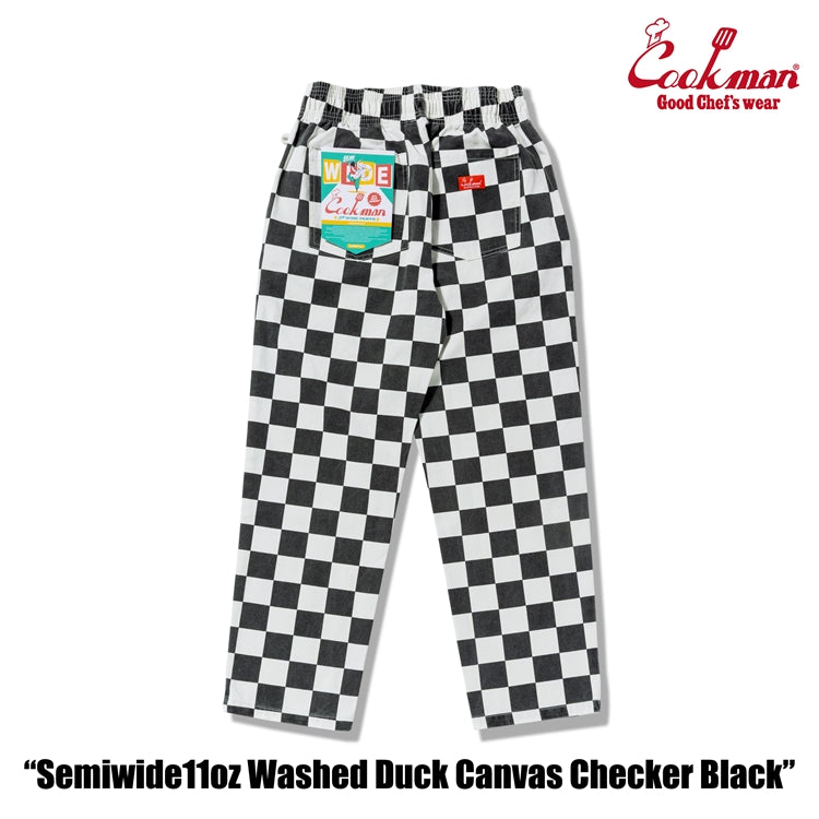 Chef Pants Semiwide -  Washed Duck Canvas Checker : Black