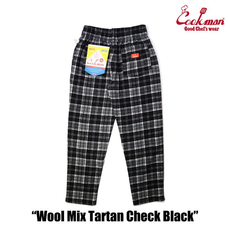 Cookman Chef Pants - Wool Mix Tartan : Black (All Sales Are Final)