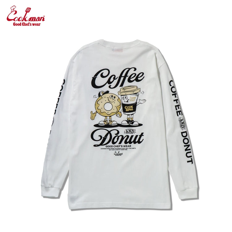 Long Sleeve Tees - Coffee & Donut : White