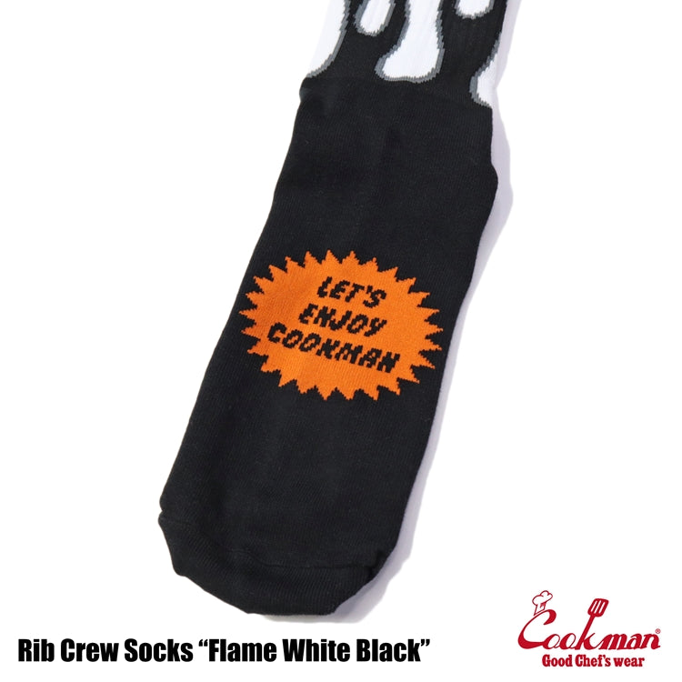 Cookman Rib Crew Socks - Flame : White Black