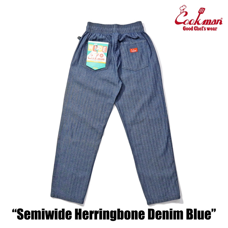 Cookman Chef Pants Semiwide - Herringbone Denim : Blue