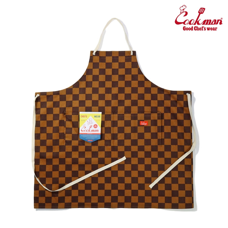 Cookman Wide Pocket Apron - Checker : Brown