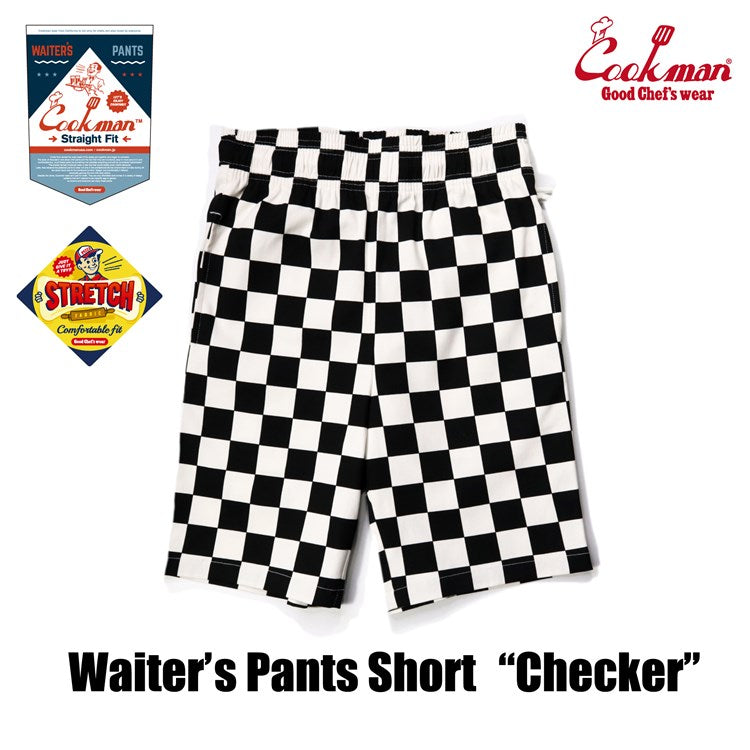 Cookman Waiter's Short Pants (stretch) - Checker : Black (All Sales Are Final)