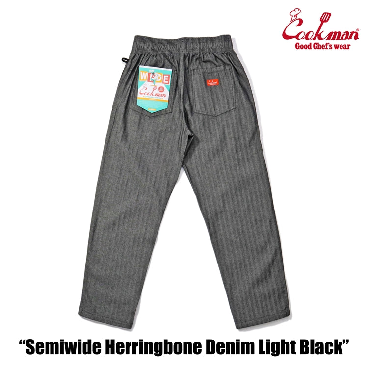 Cookman Chef Pants Semiwide - Herringbone Denim : Light Black