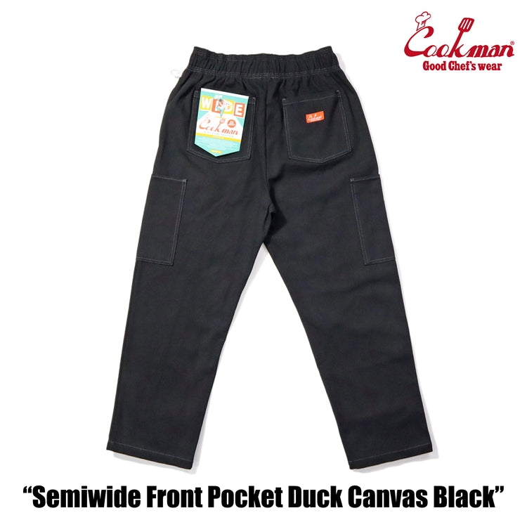 Cookman Chef Pants Semiwide - Front Pocket Duck Canvas : Black