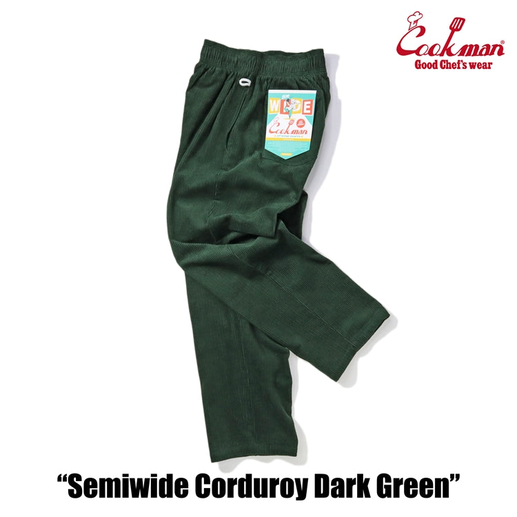 Chef Pants Semiwide- Corduroy : Dark Green