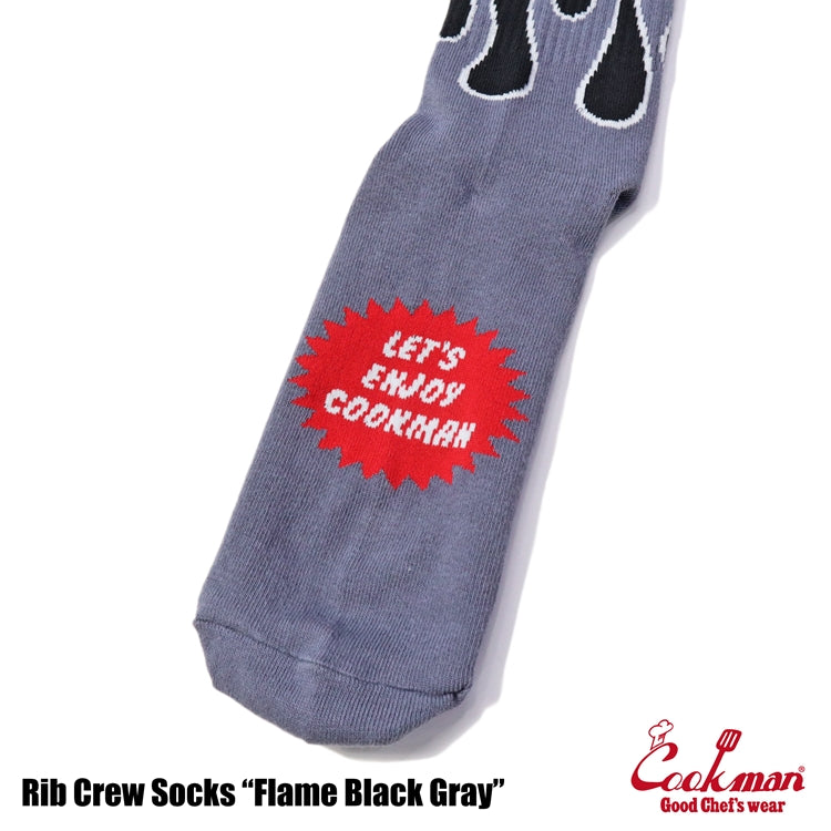 Cookman Rib Crew Socks - Flame : Black / Gray