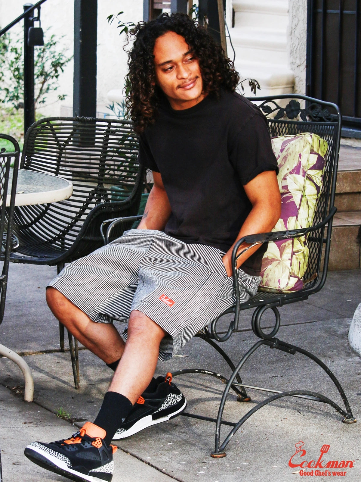 Chef Short Pants Front Pocket - Hickory : Black