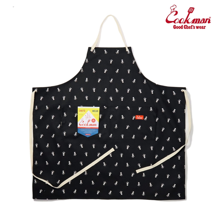 Cookman Wide Pocket Apron - Skull : Black