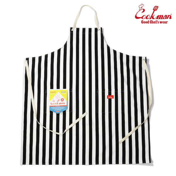 Cookman Long Apron - Wide stripe : Black