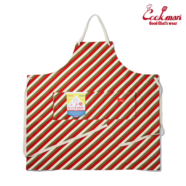 Wide Pocket Apron - Candy Stripe : Red