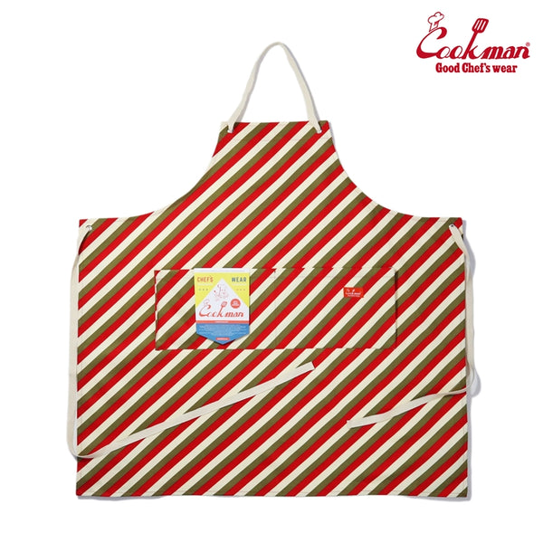 Cookman Wide Pocket Apron - Candy Stripe : Red
