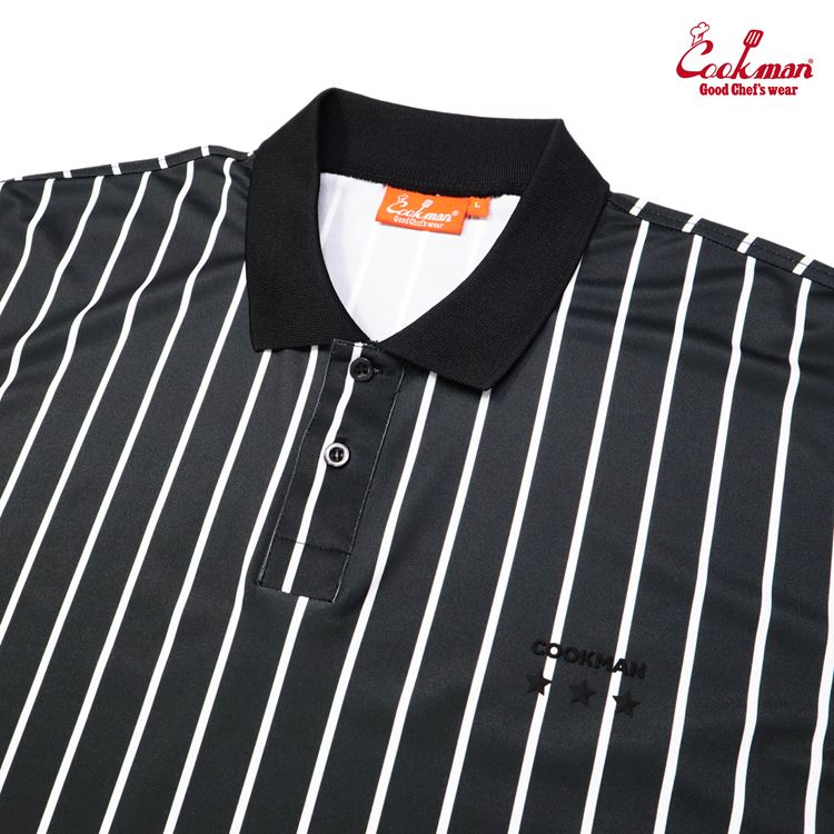 Cookman Polo Shirts - Stripe : Black