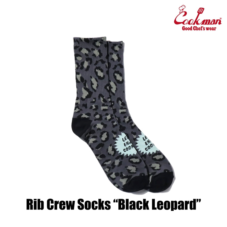 Cookman Rib Crew Socks -  Black Leopard
