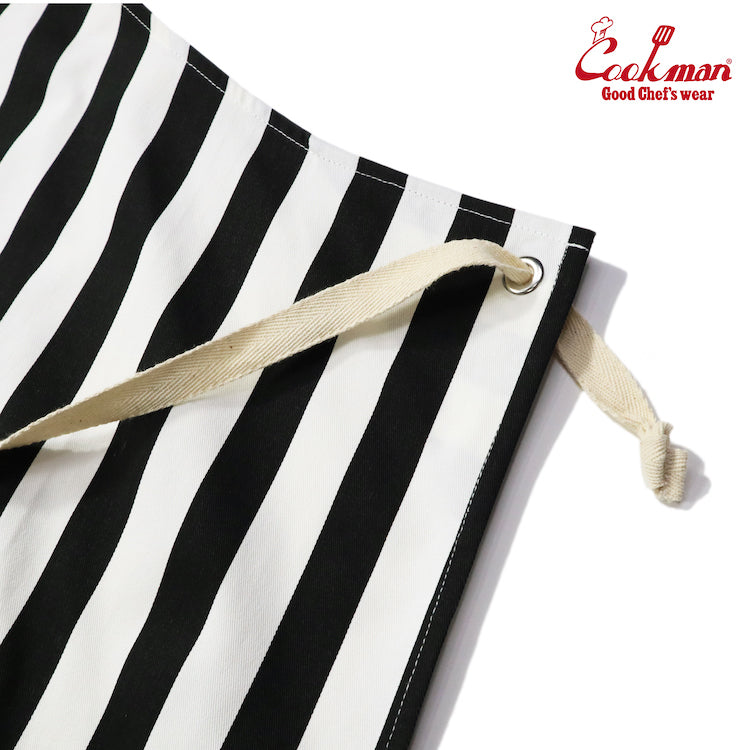 Cookman Long Apron - Wide stripe : Black