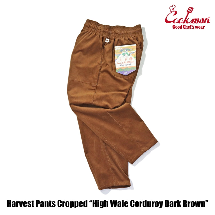 Cookman Harvest Pants Cropped - High Wale Corduroy : Dark Brown