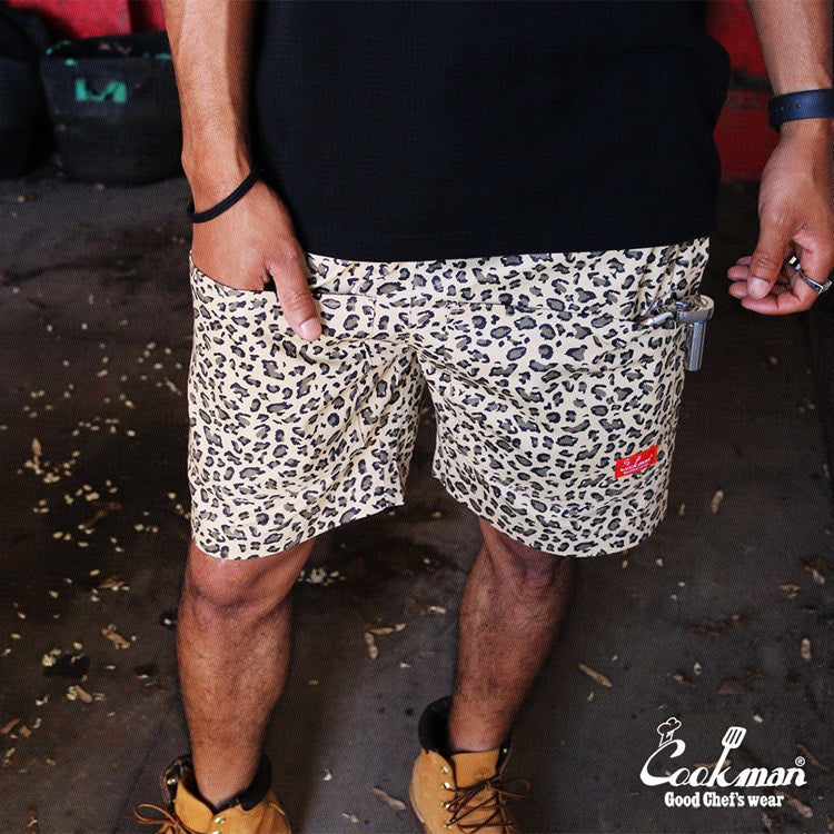 Cookman Chef Short Pants Front Pocket - Leopard : Beige