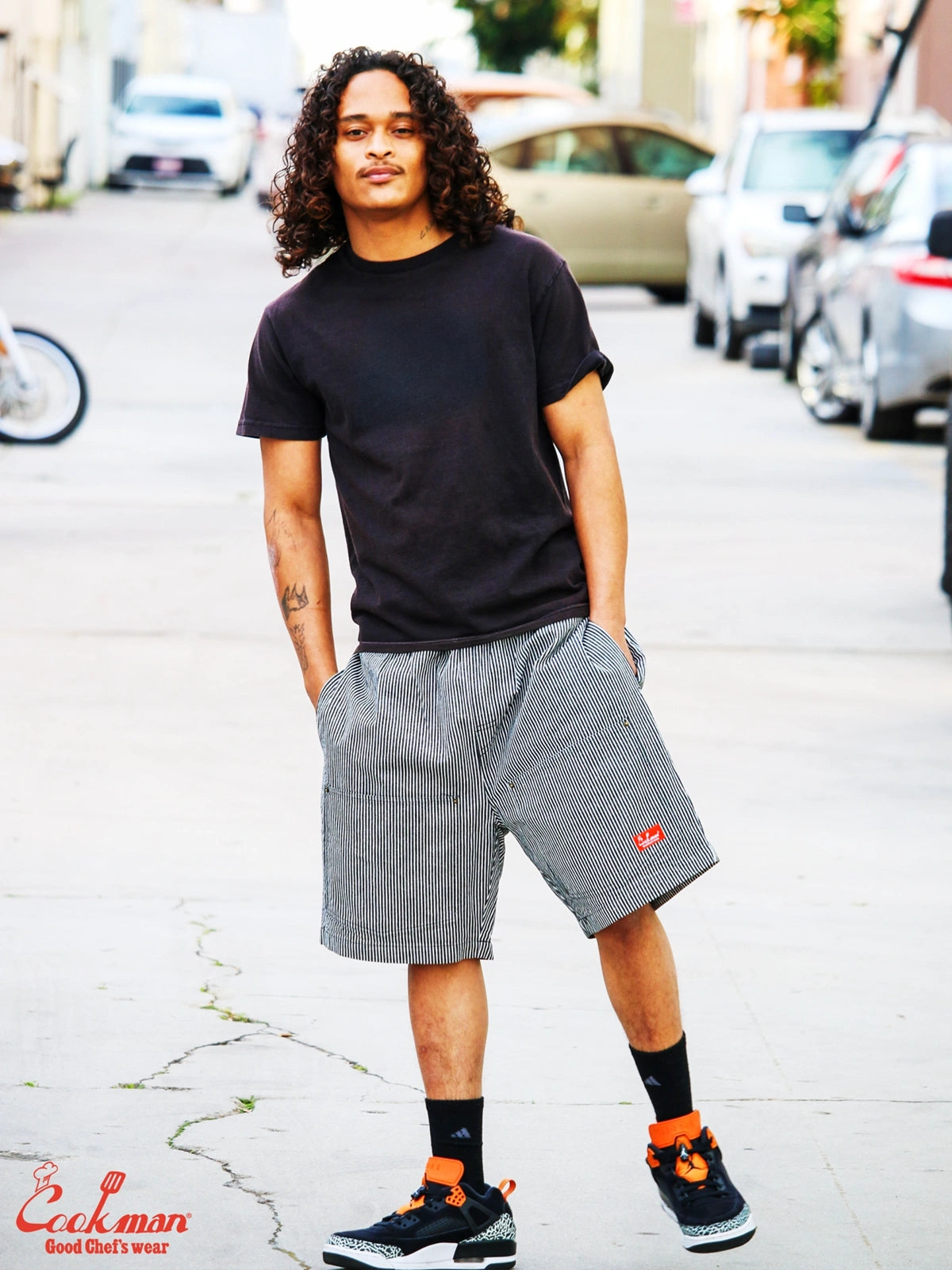 Chef Short Pants Front Pocket - Hickory : Black