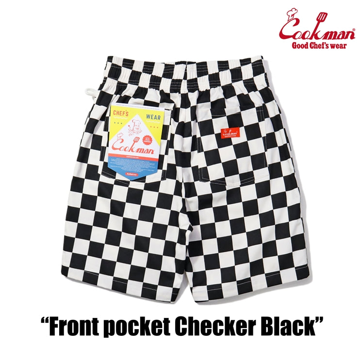 Cookman Chef Short Pants Front Pocket - Checker : Black