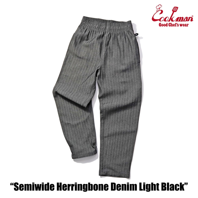 Cookman Chef Pants Semiwide - Herringbone Denim : Light Black