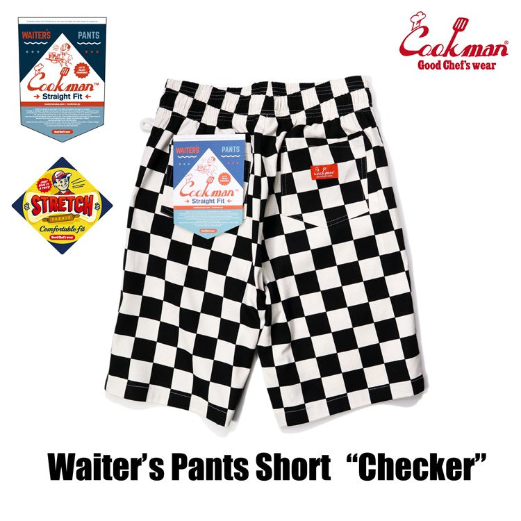 Cookman Waiter's Short Pants (stretch) - Checker : Black