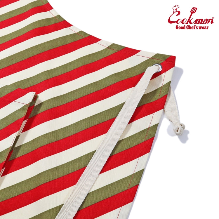 Cookman Wide Pocket Apron - Candy Stripe : Red