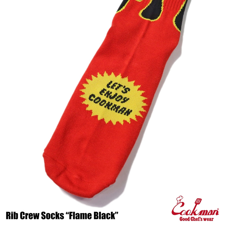 Cookman Rib Crew Socks - Flame : Black / Red