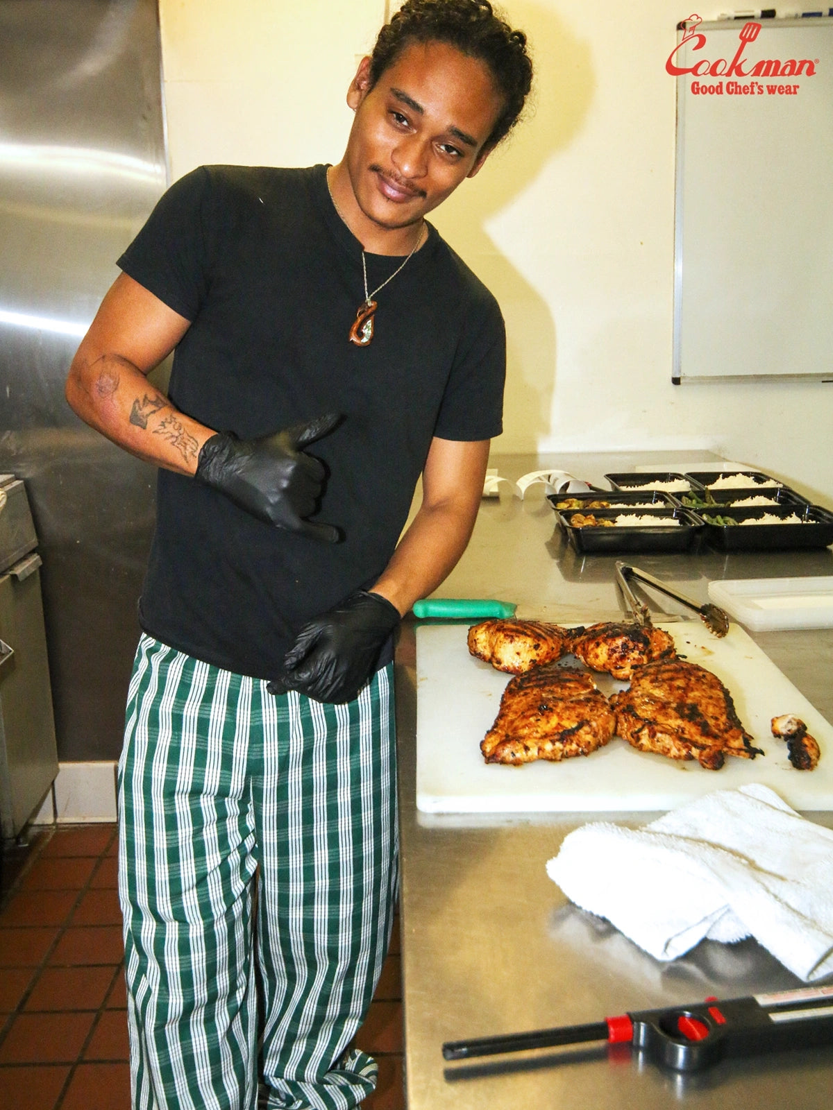 Chef Pants Semiwide -  PALAKA Check : Green