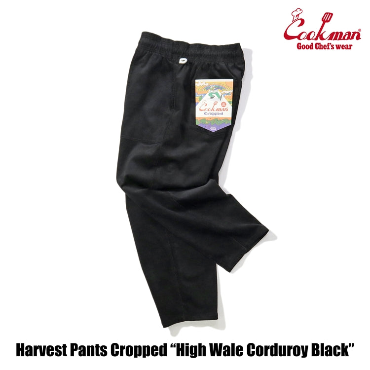 Cookman Harvest Pants Cropped - High Wale Corduroy : Black