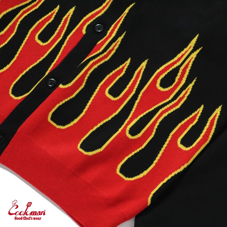 Cookman Knitted Cardigan - Flame : Black