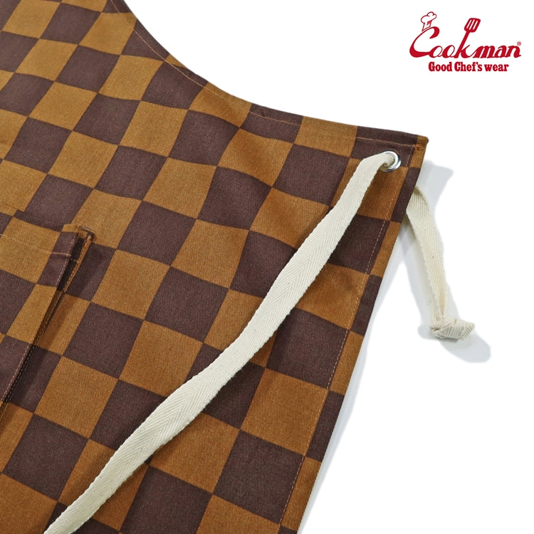 Cookman Wide Pocket Apron - Checker : Brown