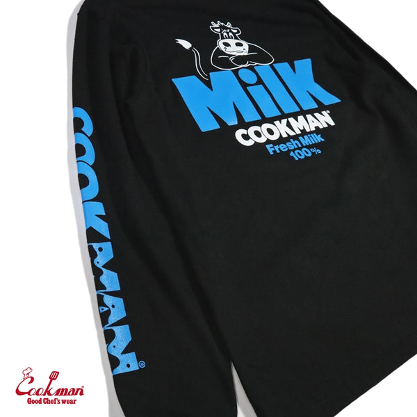 Cookman Long Sleeve T-shirts - Milk : Black