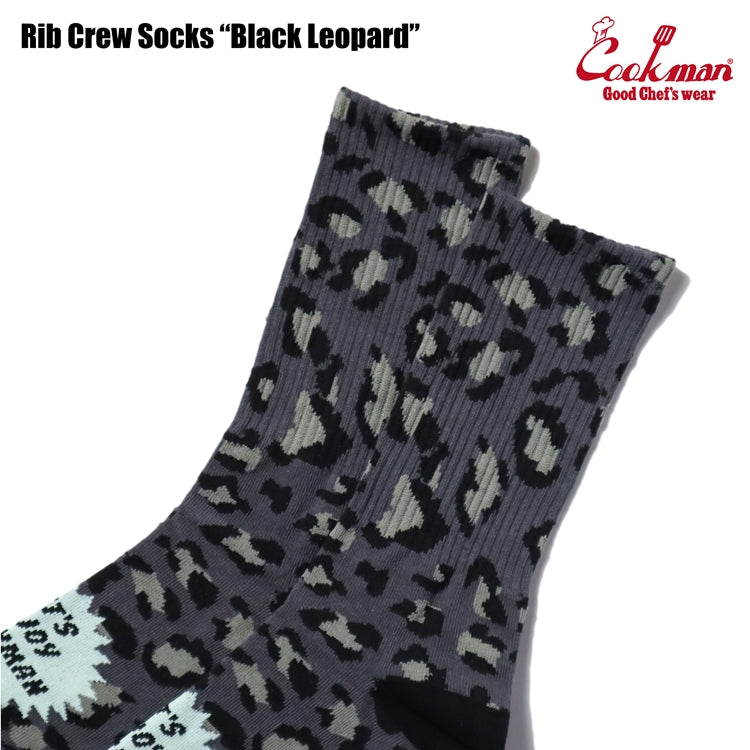 Cookman Rib Crew Socks -  Black Leopard