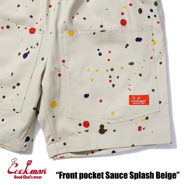 Chef Short Pants Front Pocket - Sauce Splash : Beige