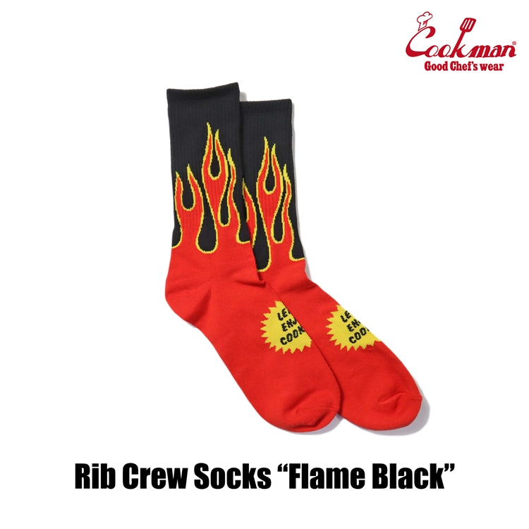 Cookman Rib Crew Socks - Flame : Black / Red