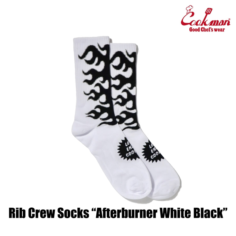 Cookman Rib Crew Socks -  Afterburner : White Black