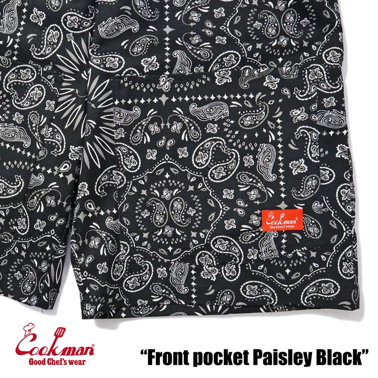 Chef Short Pants Front Pocket - Paisley : Black
