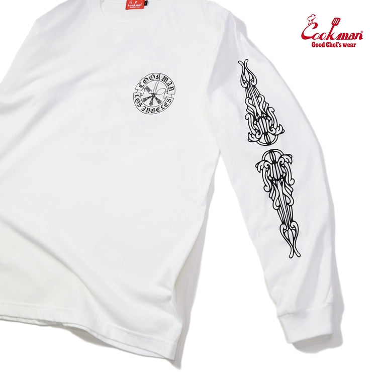 Cookman Long Sleeve Tees - Cutlery : White