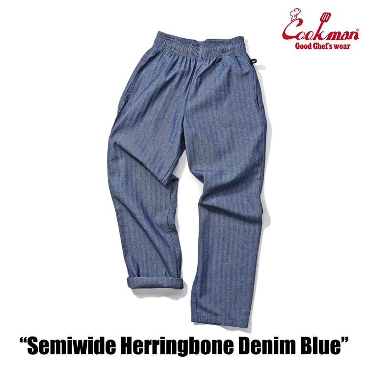 Cookman Chef Pants Semiwide - Herringbone Denim : Blue