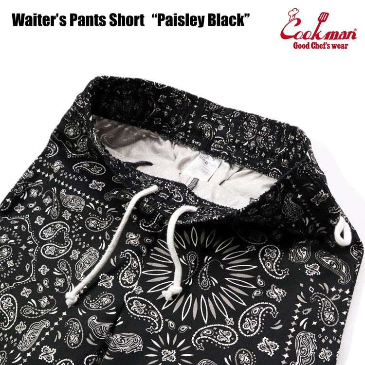 Cookman Waiter's Short Pants (stretch) - Paisley : Black