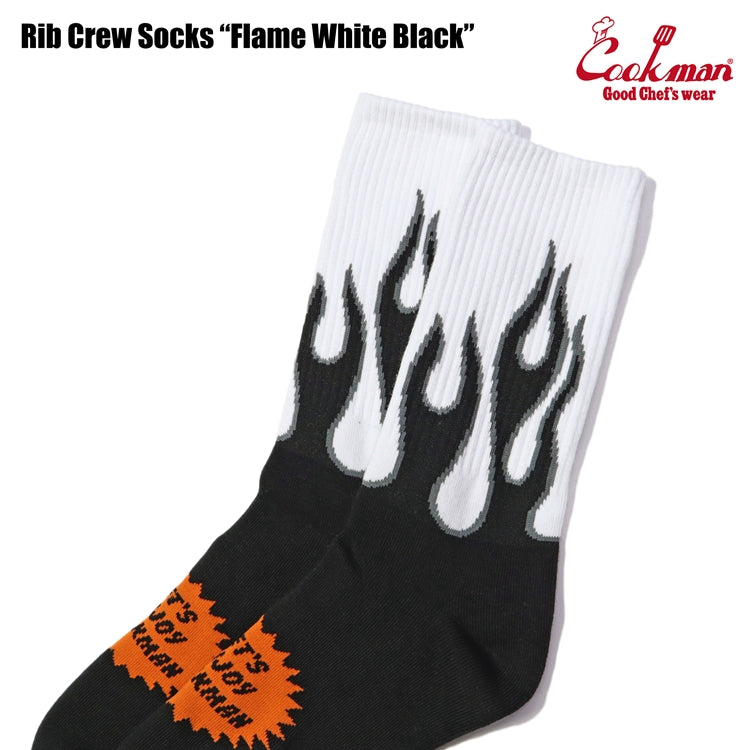 Cookman Rib Crew Socks - Flame : White Black