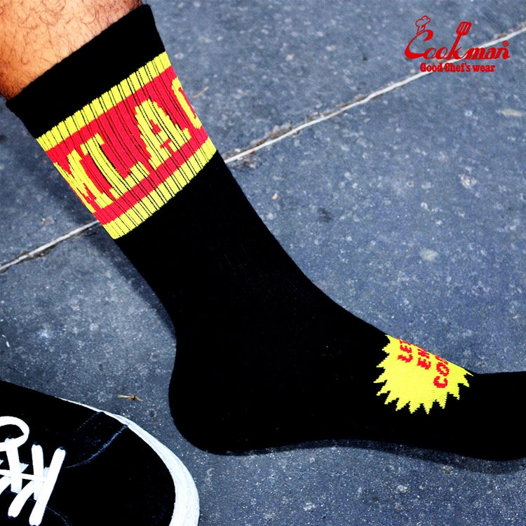 Cookman Rib Crew Socks - CMLA logo : Black