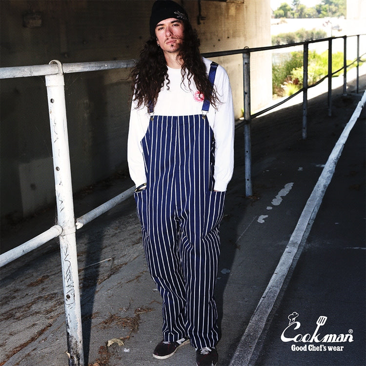 Cookman Fisherman's Bib Overall - Stripe : Navy