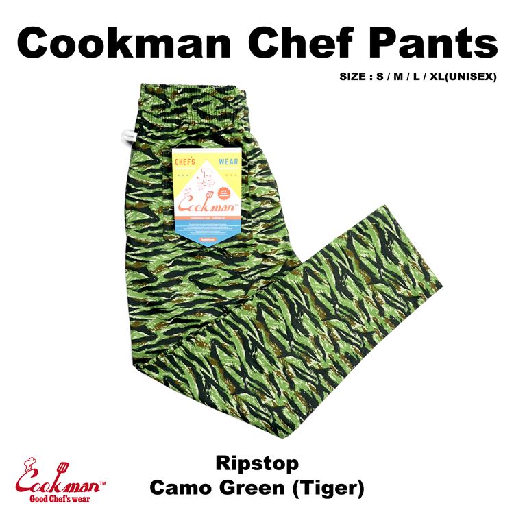 Cookman Chef Pants - Ripstop : Tiger Camo Green