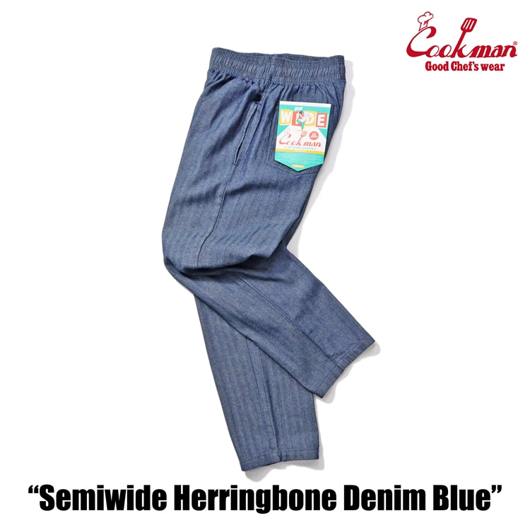 Cookman Chef Pants Semiwide - Herringbone Denim : Blue